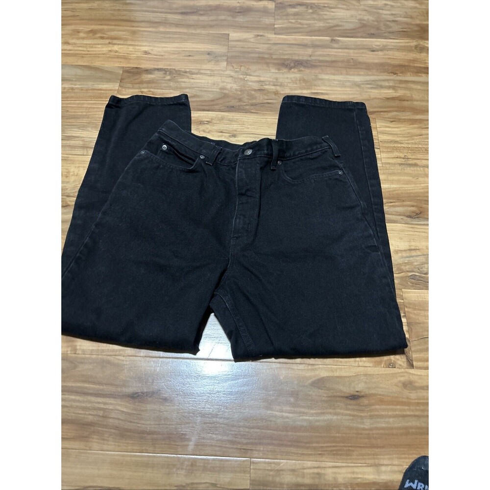 Lands' End Mid Rise Straight Leg Jeans Women's 12 Solid Black 5-Pocket